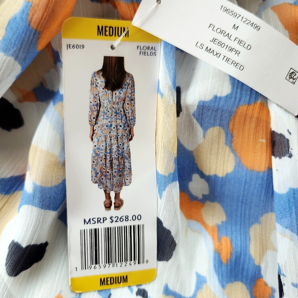 NWT Joie "Printed Maxi Dress" Floral Fields Blue Orange Tiered | Women's Size M - Picture 12 of 15